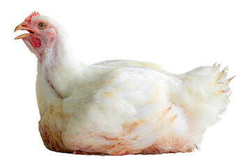 White chicken in smart poultry  farming business,  chicken is economic animals in closed system farm, Livestock, isolated on transparent background, PNG File