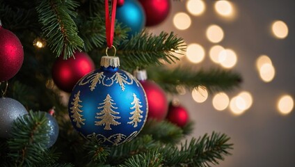 Putting ornaments on the Christmas tree