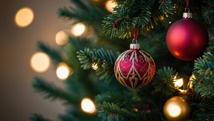 Putting ornaments on the Christmas tree