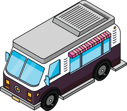 isometric food truck - 2d illustration