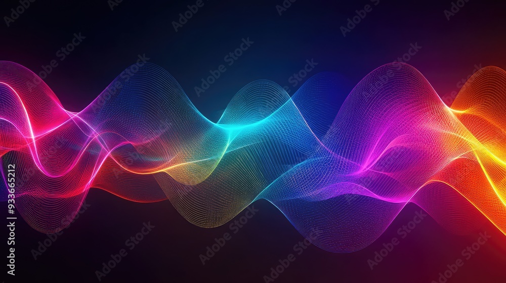 Poster artistic representation of light waves interacting with each other, producing complex harmonic inter