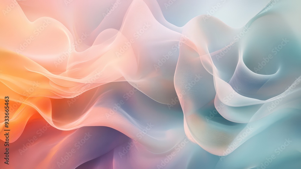 Poster abstract background with soft, flowing shapes and colors that blend into one another, representing t