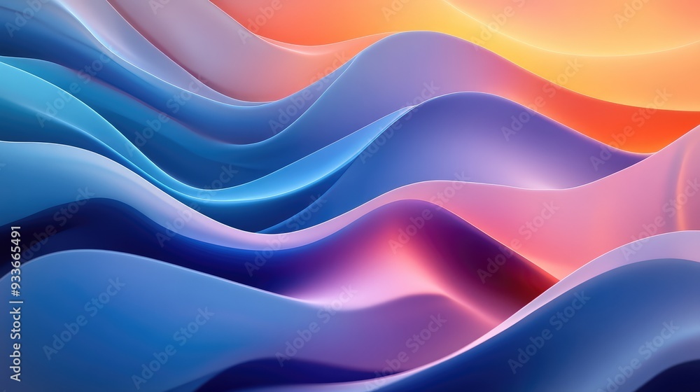 Poster abstract background with layered, intersecting color waves creating harmonic interference patterns w