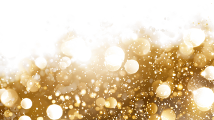 golden bokeh effect glitter isolated on white or transparent png