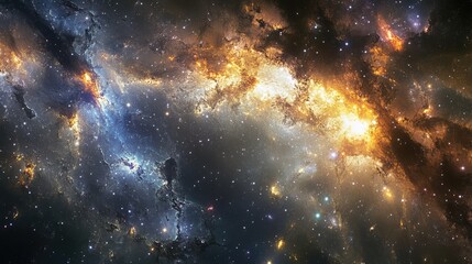 A galaxy with faded, glowing remnants of ancient cosmic events, showing the aftermath of stellar collisions.