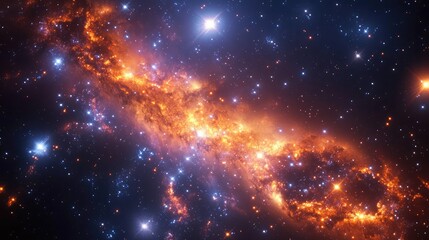 Naklejka premium A galaxy with faded, glowing remnants of ancient cosmic events, showing the aftermath of stellar collisions.