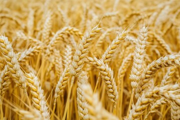 Golden wheat field close up, ripe crops