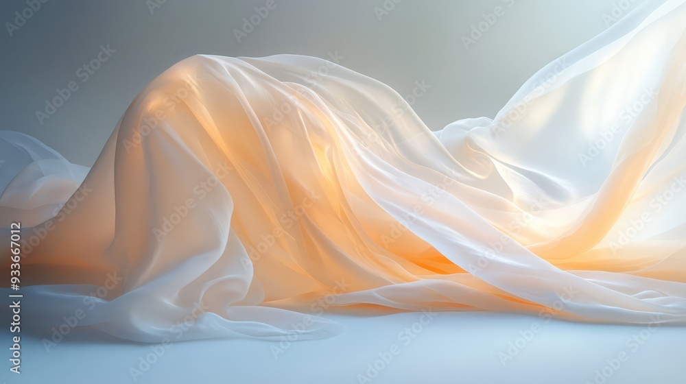 Aufkleber a delicate, translucent fabric draped softly over a serene background, creating a sense of ethereal 