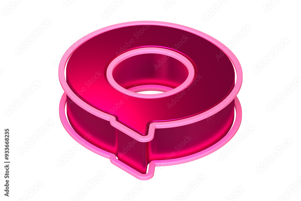 Poster isometric 3d letter q in metallic pink. 3d rendering display font suitable for poster, web, advertis