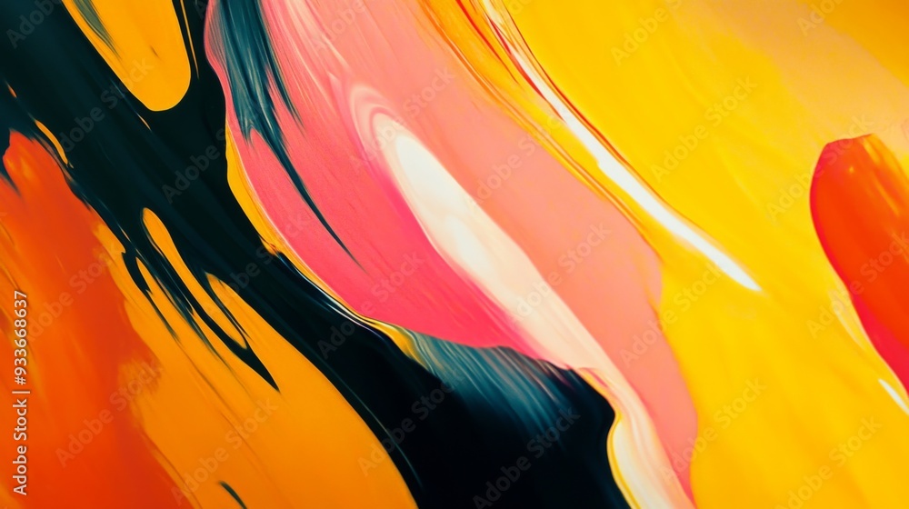 Fototapete High-resolution close-up of an abstract background with bold, contrasting colors and dynamic shapes, creating a striking and visually engaging composition.
