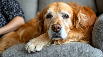 A therapy dog comforting a person with a disability during a therapy session illustrating the emotional support the animal offers in a professional setting Stock Photo with copy space