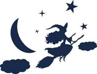 魔女のイラスト(ハロウィーン)シルエット