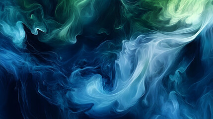 Fototapeta premium Fluid motion waves in a cosmic palette of indigo and cosmic green