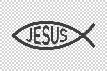 Christianity fish icon on a white background