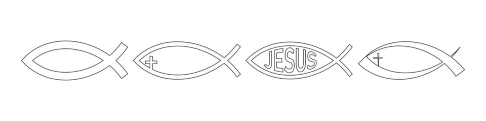 Christianity fish icon on a white background.