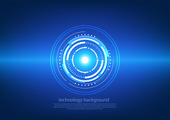 Blue circle and line technology abstract technology innovation concept vector background and glowing light