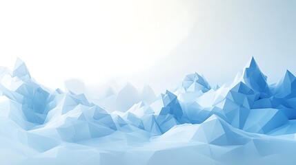 Fototapeta premium Icy Low-Poly Peaks - Abstract Frosty Blue and White Gradient Background with 3D Snowy Mountain Shapes