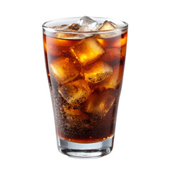 A glass of soda with ice