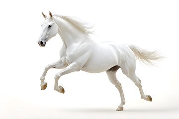 Naklejka premium Beautiful white horse galloping isolated on white background