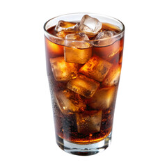 A glass of soda with ice