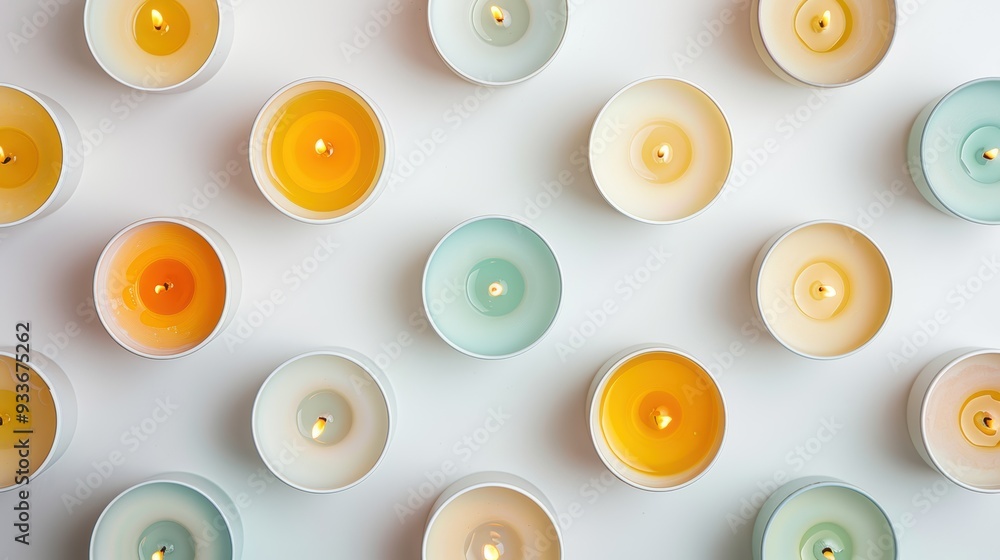 Poster multiple scented candles burning creating a relaxing atmosphere