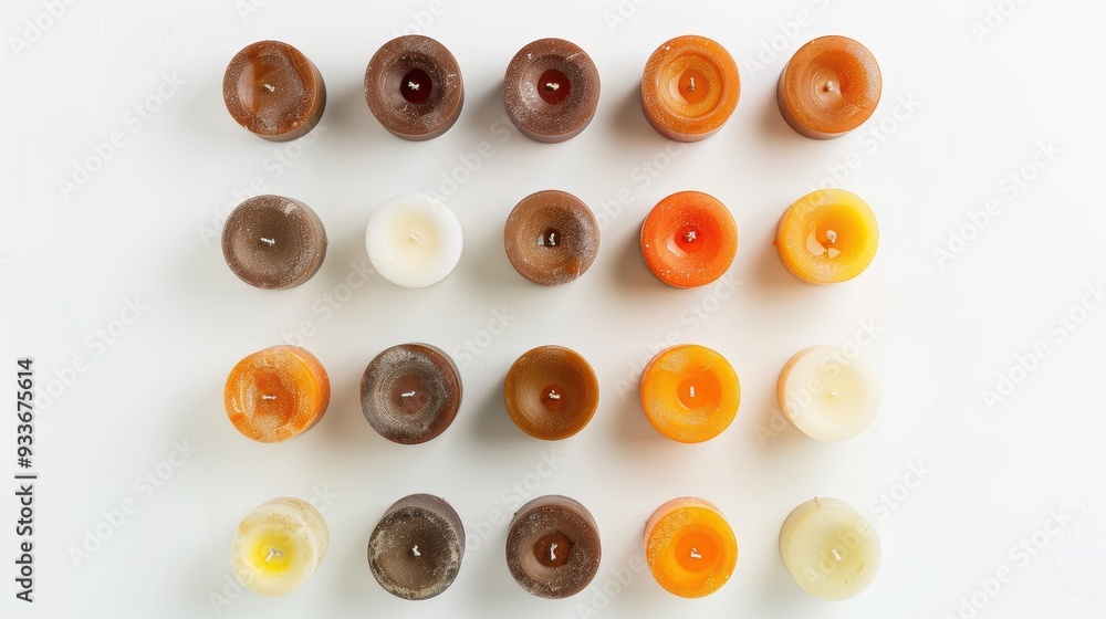 Aufkleber pattern of multicolored aromatic candles creating warm atmosphere
