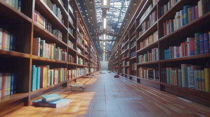 Bookstore aisle , Natural light bookstore , Photorealistic bookstore , High-detail bookstore