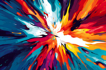 Abstract Watercolor Hand Drawing Oil Painted by Brushes Vibrant Color Explosion Background with Splashes. Abstract Oil Painting: Dramatic Gradients, Splashes, and Soft Brushstrokes on Textured Canvas