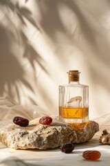 A product photo of a brandy bottle with a blank label, perfect for branding or advertising purposes.