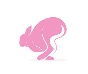 pink rabbit logo design vector