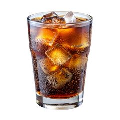 A glass of soda with ice