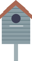 A simple wooden birdhouse with a round entrance, symbolizing wildlife care.