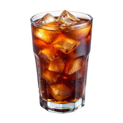 A glass of soda with ice