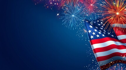 American Flag with Fireworks