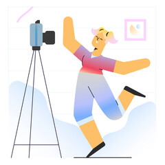 Teenage girl making vlog