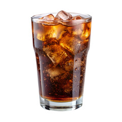 A glass of soda with ice