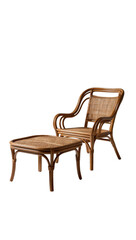 Fototapeta premium Elegant Rattan Armchair and Coffee Table Set on White Background - Mobile Aspect Ratio PNG