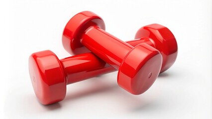  Red dumbels on white background