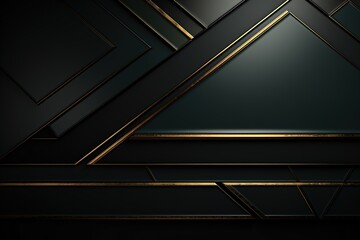Obraz premium Abstract dark green background with golden lines.