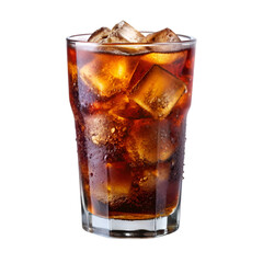 A glass of soda with ice