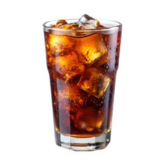 A glass of soda with ice
