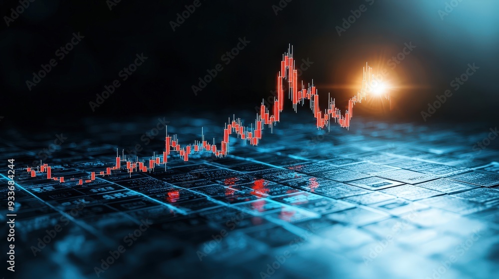Poster a graph showing a steep decline with an ominous shadow of hyperinflation creeping over it