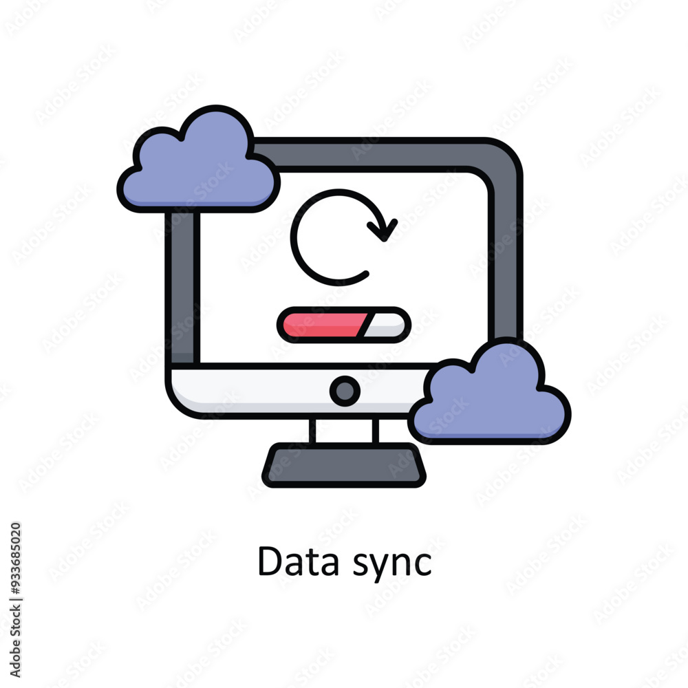 Poster data sync vector filled outline icon design illustration. smart home and technology symbol on white 