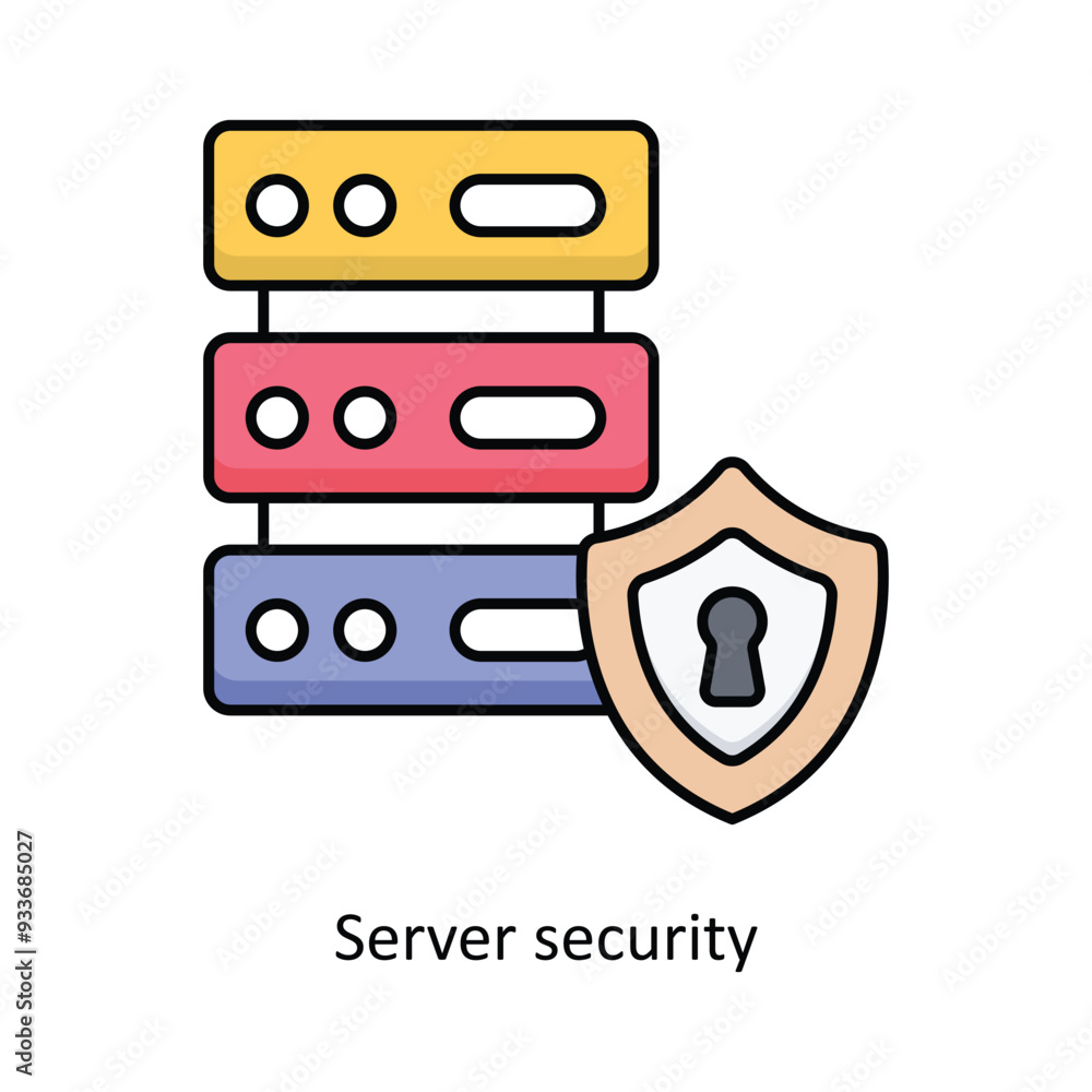 Poster server security vector filled outline icon design illustration. smart home and technology symbol on 