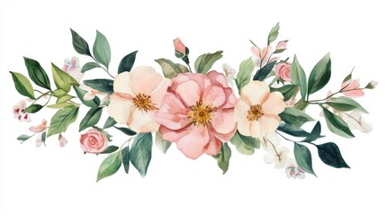 Vintage floral frame in watercolor style