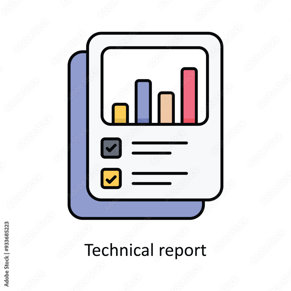 Poster technical report vector filled outline icon design illustration. smart home and technology symbol on