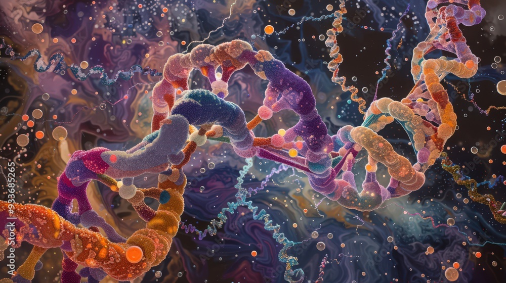 Aufkleber artistic representation of the relationship between dna structure and gene expression