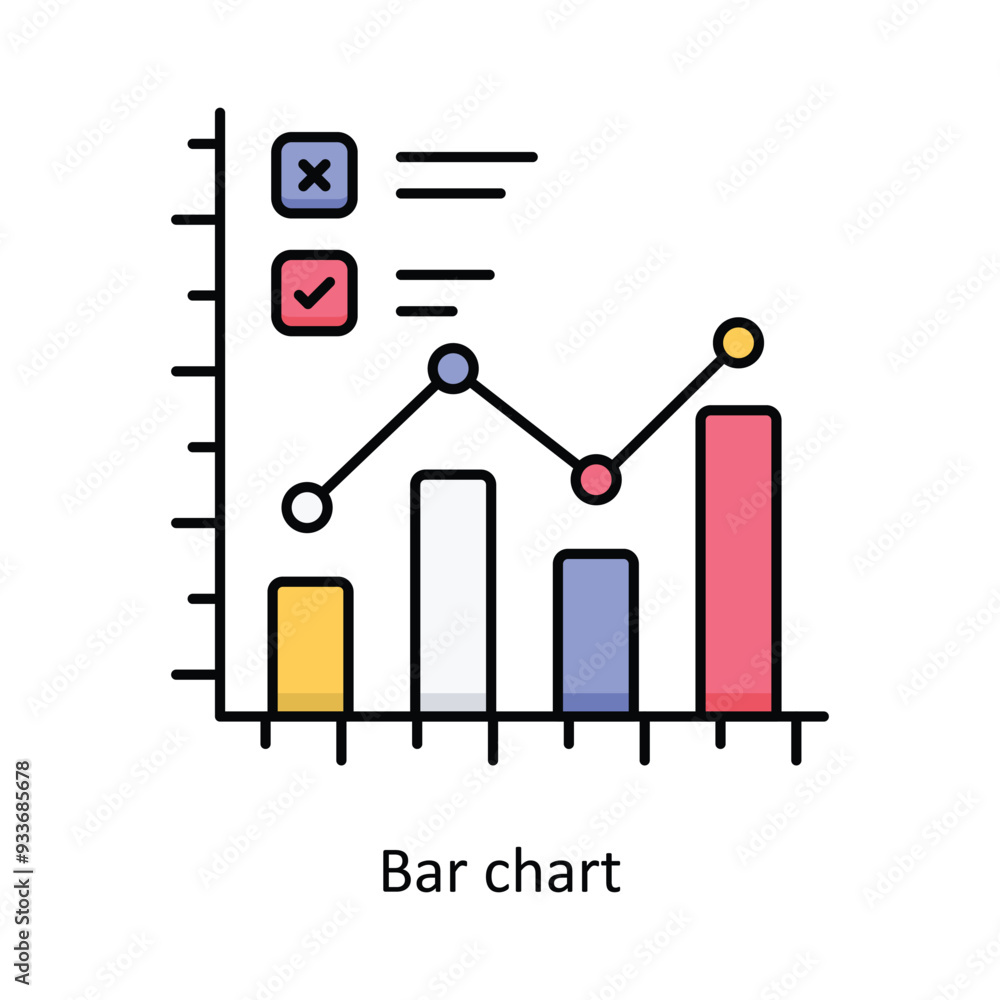 Poster bar chart vector filled outline icon design illustration. smart home and technology symbol on white 