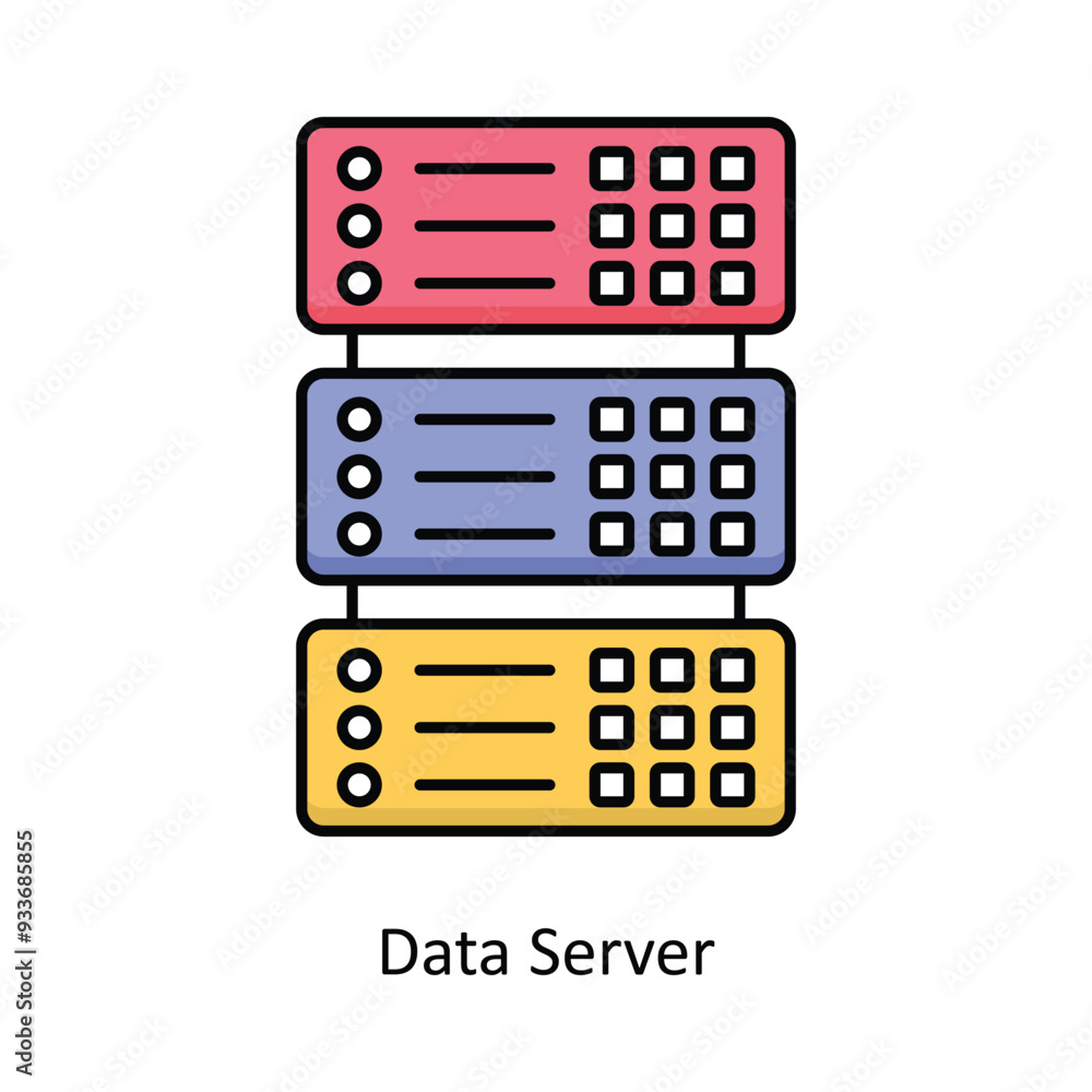 Poster data server vector filled outline icon design illustration. smart home and technology symbol on whit