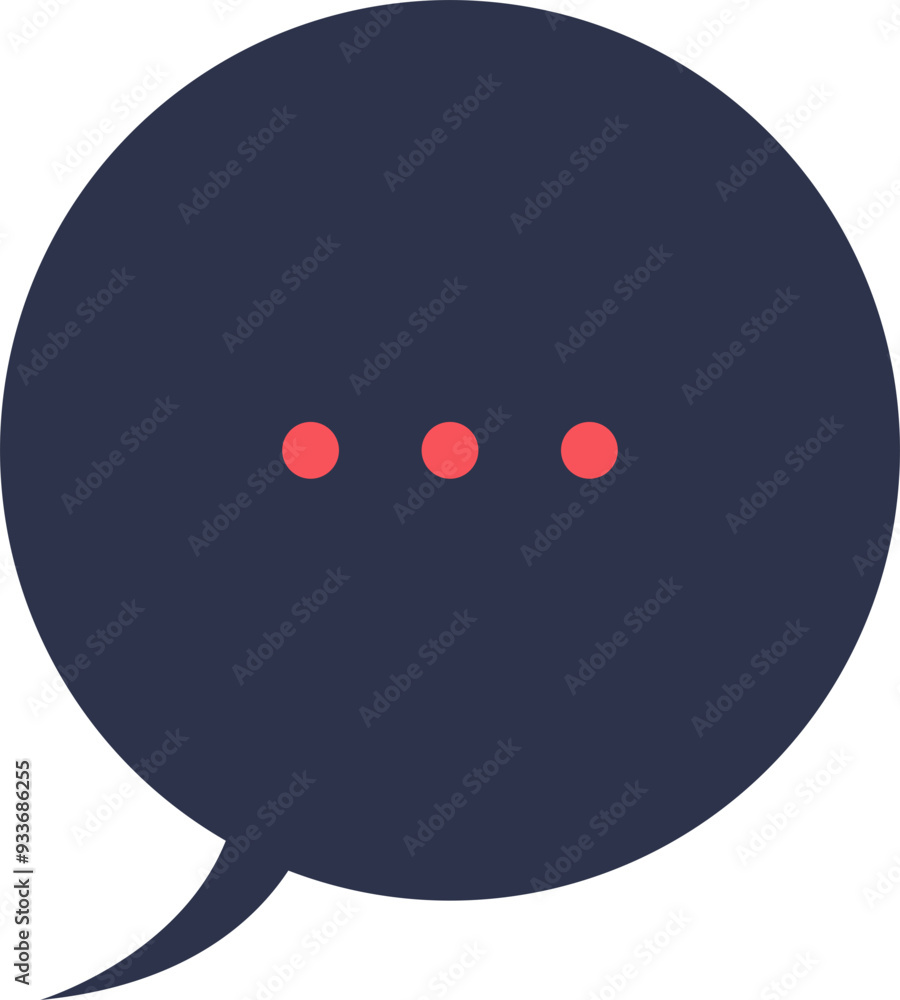 Poster dark speech bubble with three red dots, symbolizing waiting or typing in messaging.